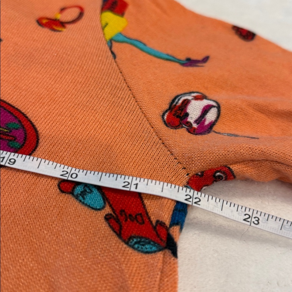 Yilia Fashion Collection funky orange novelty print sweater soft casual fun LG - Picture 8 of 10